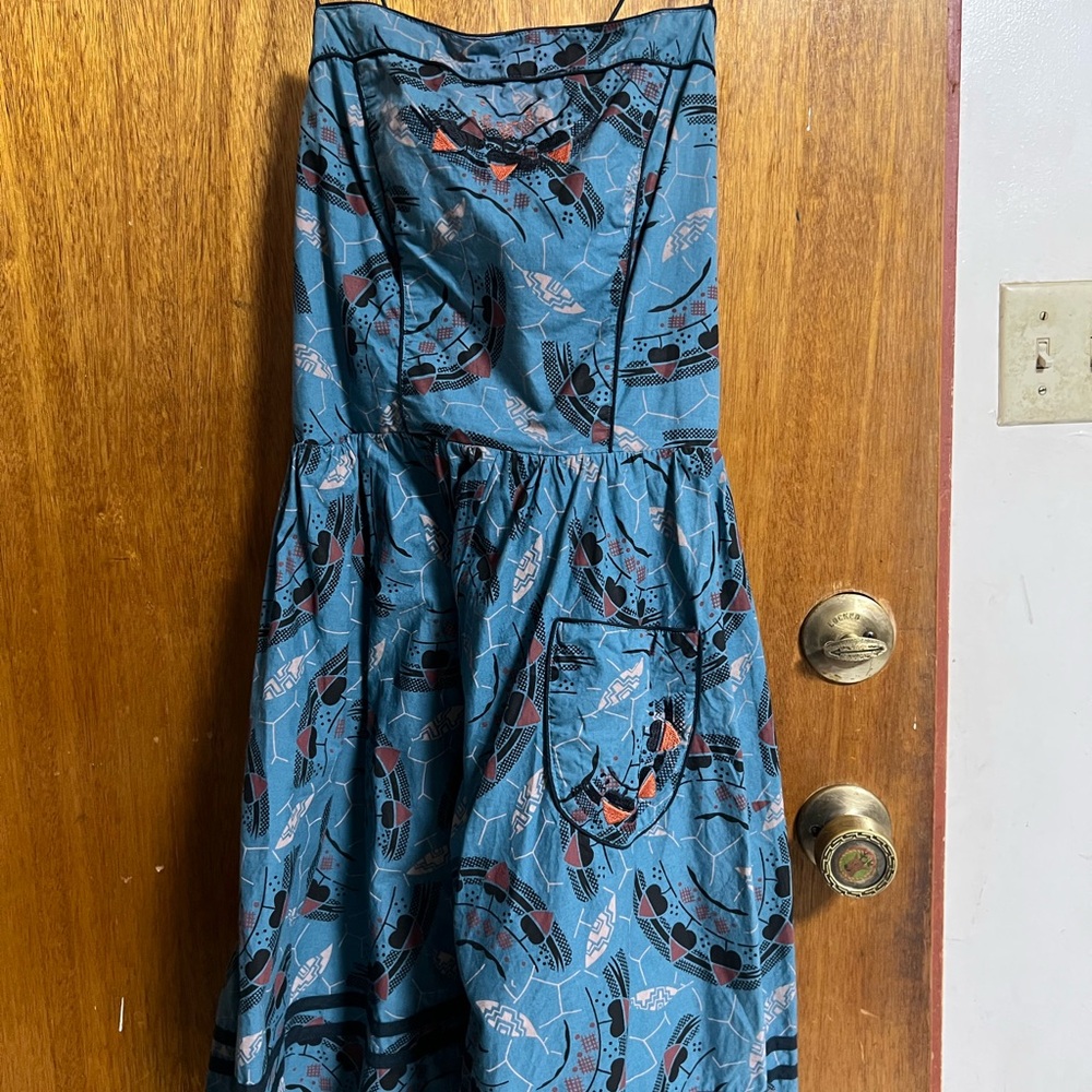 Silence + noise Strappy Dress with Feather Print western Indy